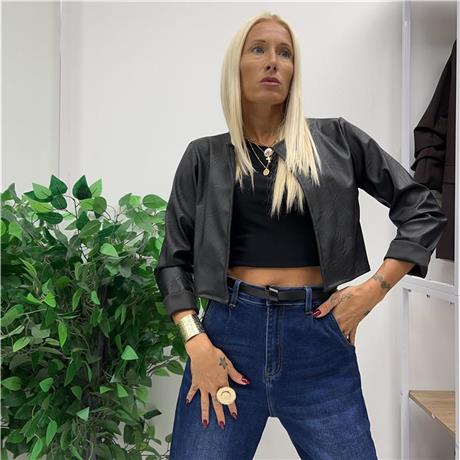 Giubbino effetto pellle crop EASY